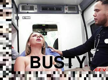 Emily Thorne - First Aid (4K) - busty blonde has reality sex in ambulance