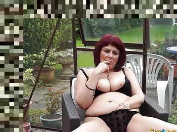 Christina Shows Her Breasts In The Conservatory