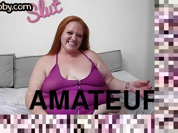 BBW redhead amateur fucked in greedy pussy and throat