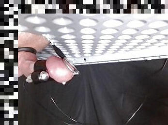 On my milking table performing painful pleasurable electro shock torture on my dick!