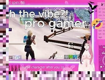 Vtuber slut dominates in fortnite while being fucked