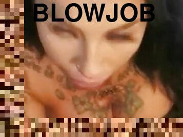 Tattooed escort with big tits sloppy bbc blowjob