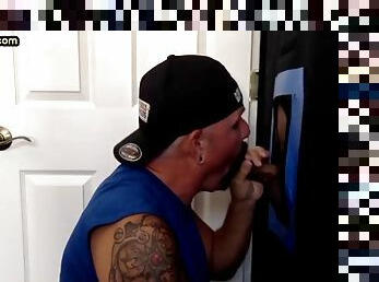 Gloryhole deepthroat DILF spoils BFs cock with skillful mouth