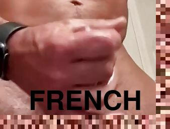 Hot French man solo fucking in the bathroom