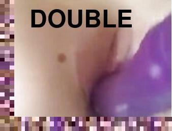 Playing with my double ended purples dildo