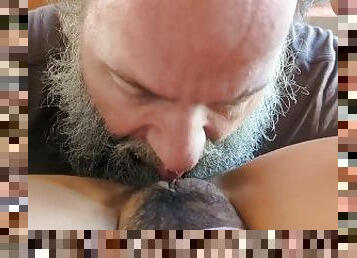 Mature American Savors Eating Young Mexican Student's Sweet Hairy Pussy