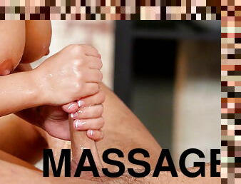 Oily full body massage and dick draining