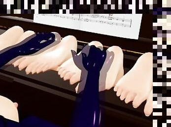 Tickle The Ivories (Yuri Bondage Sex) - 3D MMD