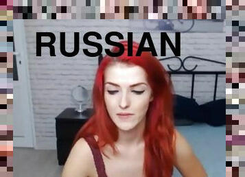 Russian redhead sucking and fucking on webcam