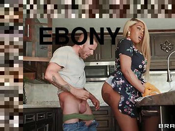 Thick ebony moans with delight while riding Scott's prick