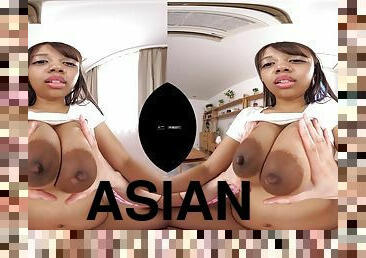 Asian Ebony with monster boobs in POV VR hardcore with cumshot