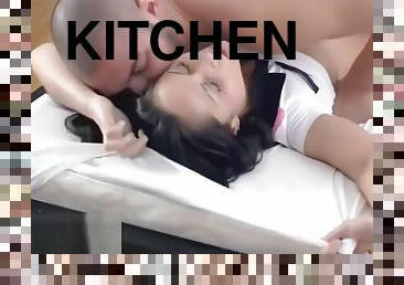 Lusty fucking at the kitchen