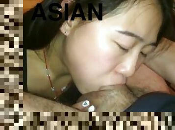 Submissive asian slut deepthroat on knees