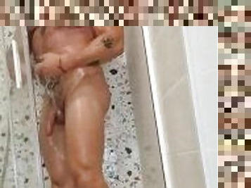 bañando, masturbación, amateur, polla-enorme, gay, paja, cachonda, ducha, a-solas, musculada