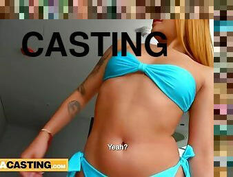 LATINA CASTING - Petite bikini model destroyed in a real audition