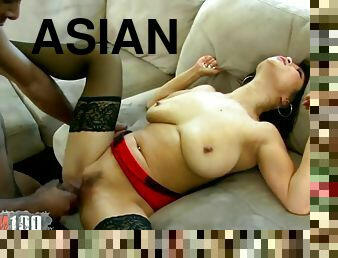 Asian goddess with big tits deeply fucked by a BBC - Interracial