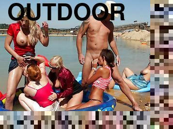 Outdoor sex party with kinky sluts