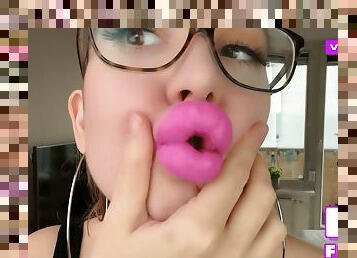 Teasing you with big fake lips - Lots of kissing noises &amp; dirty talk 