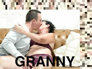 Lewd granny fucks a young guy