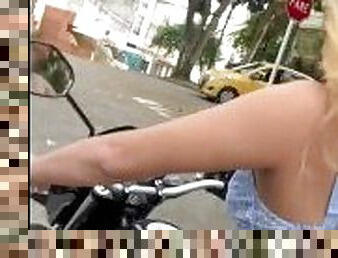 Beatiful girl Picking up a strange in my motorcycle to suck his dick and swallow his cum