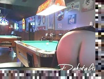 Flashing my tits and pussy at the pool hall - TEASER