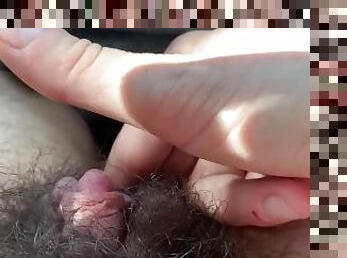 FTM hung jerk off in car