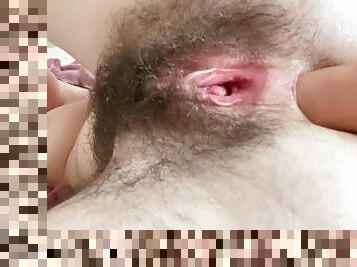 Hairy Slut Fucks Pussy And Ass