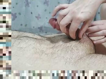 Premature ejaculation training, episode 19. Tickle handjob. Full video????????????????