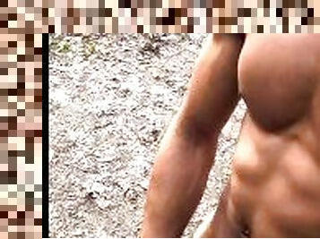 Gym fit muscle teen gets filthy in the wild!!