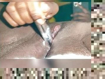 masturbación, orgasmo, squirting, amateur, negra-ebony, juguete, a-solas