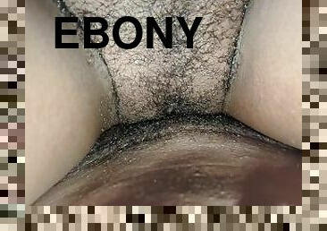 Ebony wet pussy riding in car