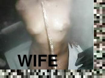 I pee my hot wife on her knees in the shower