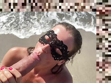 Gorgeous Blowjob With Facial Cumshot By Beautiful Sexwife On A Public Beach - Candy Lust