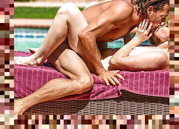 Nikki Sweet gets eaten out and pounded by the pool