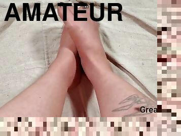 Do you like footjobs in pantyhose? - I love working with a big dick between my legs until they are covered with warm sperm!