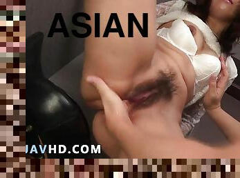 Horny Asian teeny tongues wooly twat while getting pounded hard by amateur manhood - Awesome Japanese AV