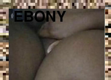 Ebony BBW has a quick solo play session after creampie