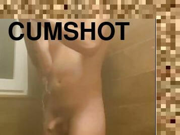 Taking a shower and cum in the sink