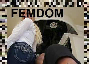 Sadistic blonde mistress ass and bots kissed