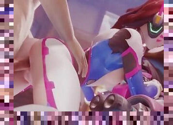 Dva fucked against the MEKA from Overwatch 3D NSFW Porn