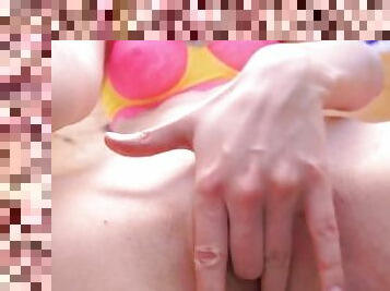 Squirting pussies close-up at outdoor