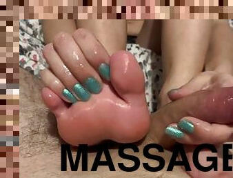 masturbation, ejaculation-sur-le-corps, branlette, massage, pieds, secousses, ejaculation, belle, fétiche, massive