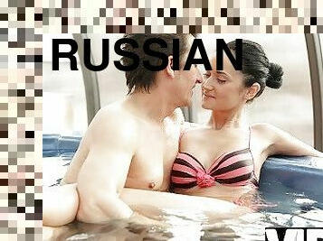 OLD4K. Russian Angie Moon has pussy filled with old cock in the pool