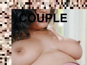 Big booty babe masturbates and dickrides in erotic couple