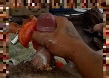 Nasty Legend rips open tomato with delicious dick and huge cumshot