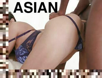 asiático, esposa, polla-enorme, interracial, corrida-interna, negra, cornudo, morena
