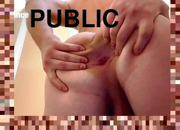 public, gay, excitat, blonda, cur-butt, solo, atata