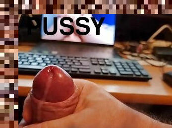Close-up jerking off watching a guy licking a pussy in 69 on Pornhub
