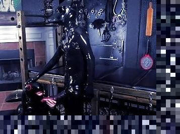 Anubis sucked and fucked in hot latex