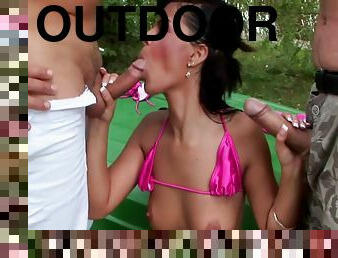 Outdoor Orgy With Dp And Hot Latina Girls